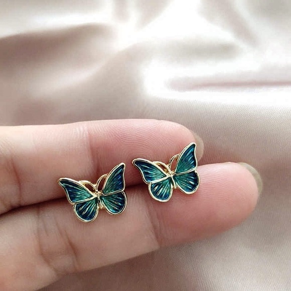 Any 2/$20! Gold, Blue & Green Butterfly Stud Earrings - Picture 6 of 8